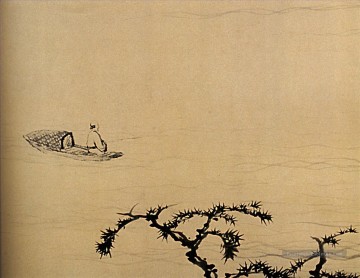 Shitao à la discrétion de la rivière 1707 vieille encre de Chine Peinture à l'huile